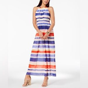 VINCE CAMUTO
Striped Chiffon Halter Maxi Dress